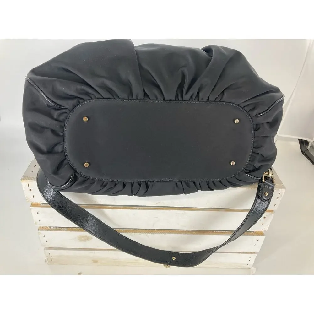 KATE SPADE BLACK NYLON LARGE DIAPER BAG WITH CHANGING PAD